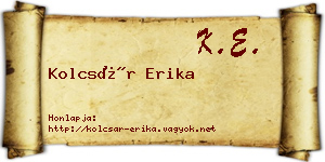 Kolcsár Erika névjegykártya